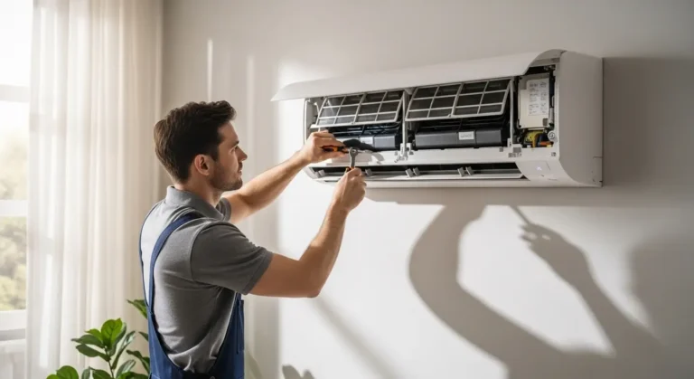 فني صيانة يونيون اير في الغربية يقوم بتصليح تكييف في طنطا لضمان كفاءة التبريد