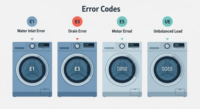 دليل أعطال غسالات يونيون اير فوق اتوماتيك يوضح معاني رموز الأخطاء الشائعة