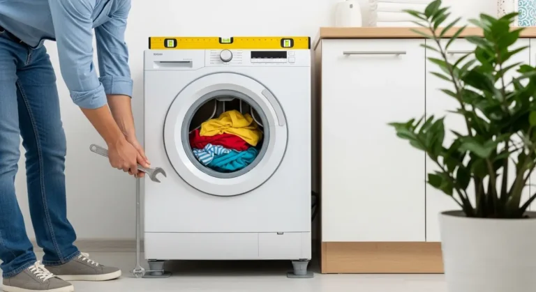 خطوات إصلاح اهتزاز غسالة يونيون اير في المنزل ضبط أرجل الغسالة