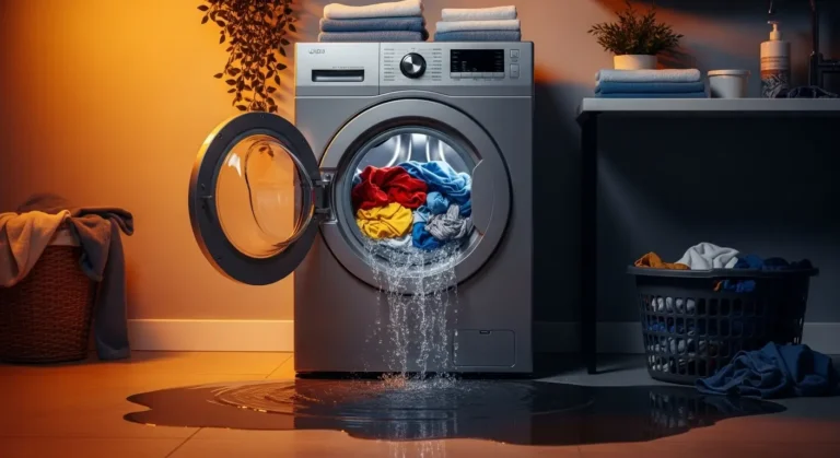 غسالة يونيون اير لا تعصر الملابس والماء متراكم بالداخل.