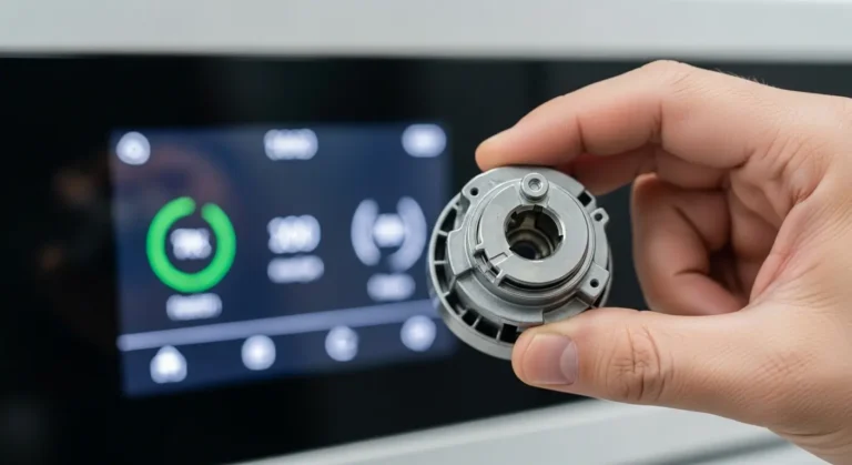 فني صيانة يستعرض قطع غيار يونيون اير الأصلية وشاشة رموز أعطال الأجهزة في القليوبية.